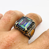 Men's Mystic Topaz Silver Ring - TryAladdin