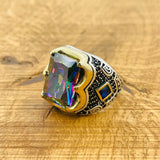 Men's Mystic Topaz Silver Ring - TryAladdin