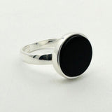 Men's Natural Black Gemstone Silver Ring - TryAladdin