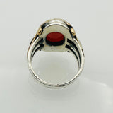 Men's Natural Red Aqeeq Silver Ring - TryAladdin