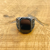 Men's Natural Stone Black Onyx Square Ring - TryAladdin