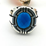 Men's Oval Blue Sapphire Stone Ring - TryAladdin