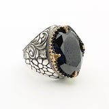 Men's Oval Onyx Silver Ring - TryAladdin