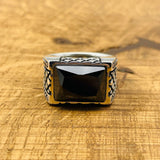 Men's Rectangle Black Onyx Stone Ring - TryAladdin