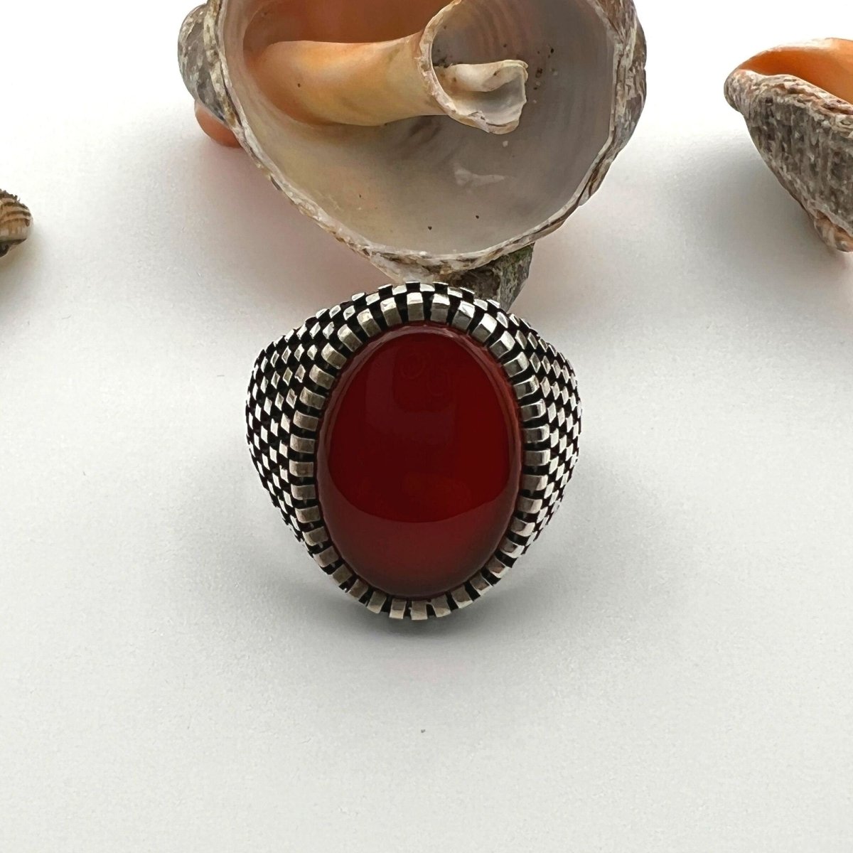 Men's Red Agate Ottoman Ring - TryAladdin