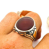 Men's Red Agate Silver Ring - TryAladdin