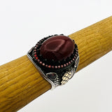 Men's Red Agate Silver Ring - TryAladdin