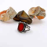 Men's Red Agate Stone Silver Ring - TryAladdin