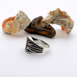 Men's Red Agate Stone Silver Ring - TryAladdin