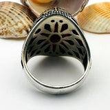 Men's Red Agate Stone Silver Ring - TryAladdin