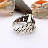 Men's Red Agate Stone Silver Ring - TryAladdin