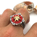 Men's Red Agate Stone Silver Ring - TryAladdin