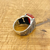 Men's Red Square Agate Ring - TryAladdin