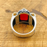 Men's Red Square Agate Ring - TryAladdin