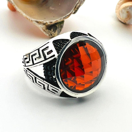 Men's Red Zircon Stone Ring - TryAladdin