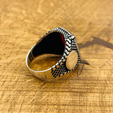 Men's Red Zircon Stone Silver Ring - TryAladdin