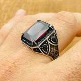 Men's Ruby Silver Ring - TryAladdin