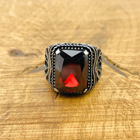 Men's Ruby Silver Ring - TryAladdin