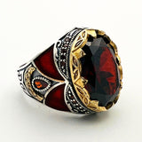 Men's Ruby Stone Silver Ring - TryAladdin