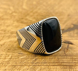 Men's Silver Ring with Black Onyx Stone - TryAladdin