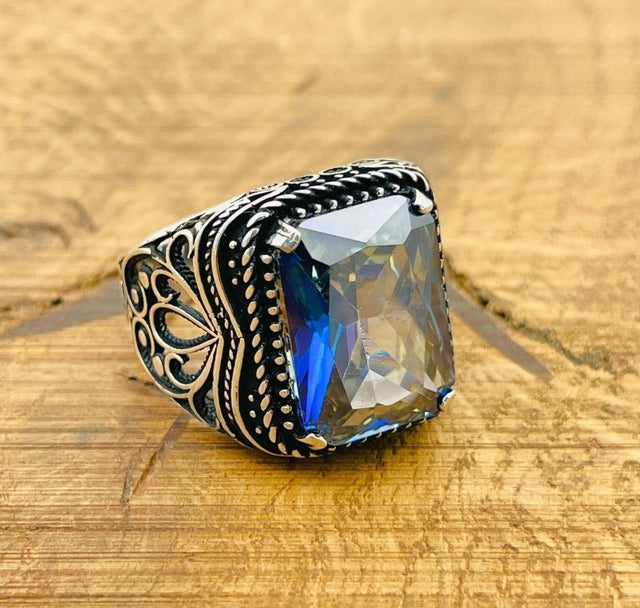 Men's Tanzanite Silver Ring - TryAladdin