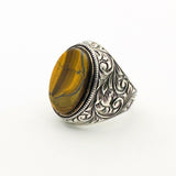 Men's Tiger Eye Silver Ring - TryAladdin