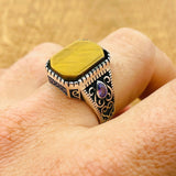 Men's Tiger's Eye Silver Ring - TryAladdin