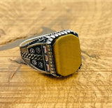 Men's Tiger's Eye Stone Square Ring - TryAladdin