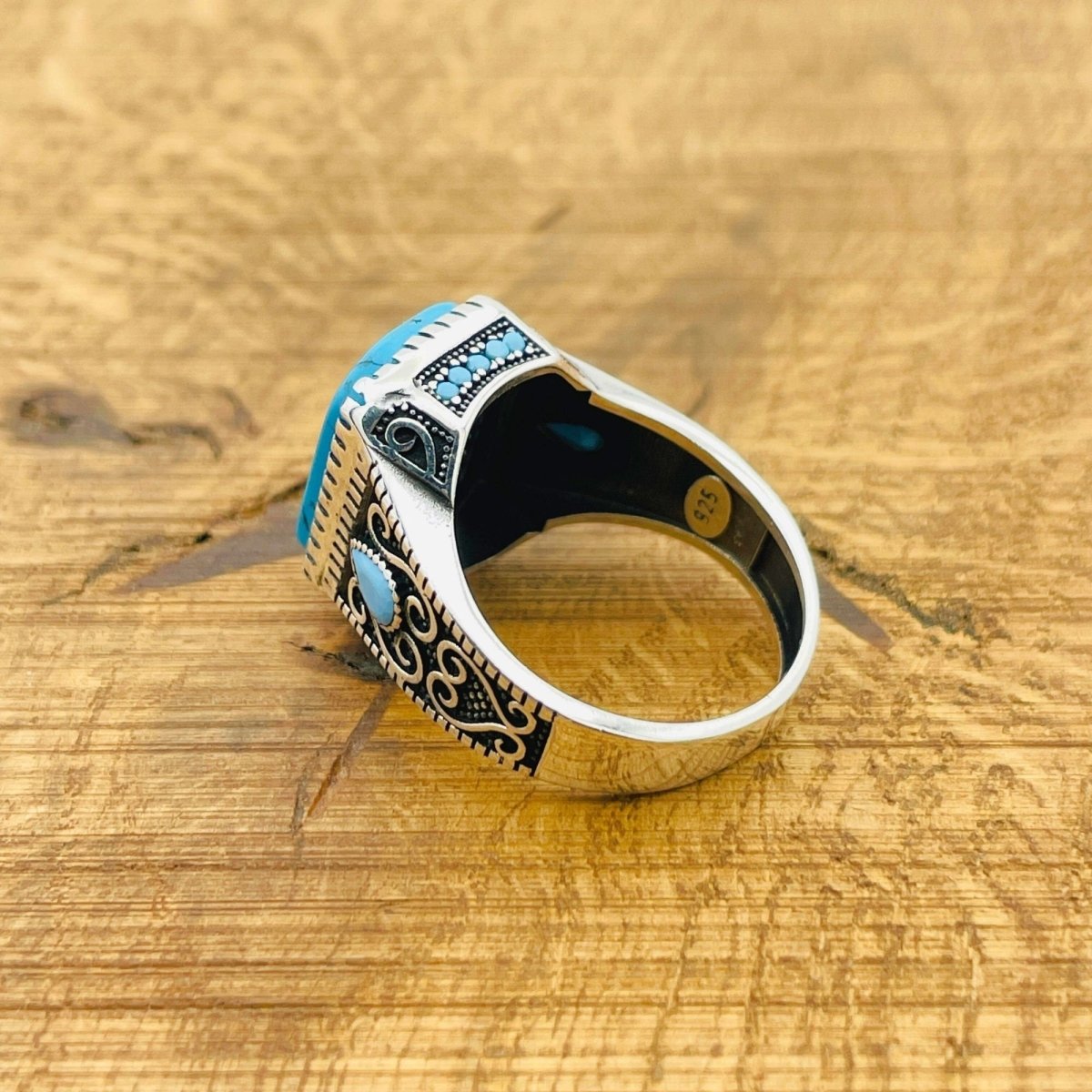 Men's Turquoise Silver Ring - TryAladdin