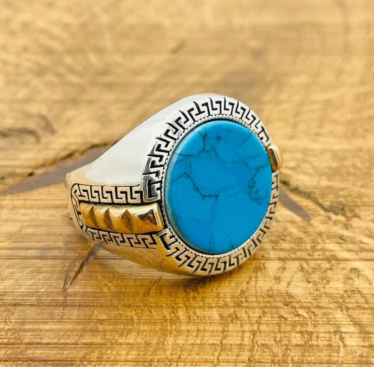 Men's Turquoise Silver Ring - TryAladdin