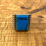 Men's Turquoise Stone Handmade Silver Ring - TryAladdin