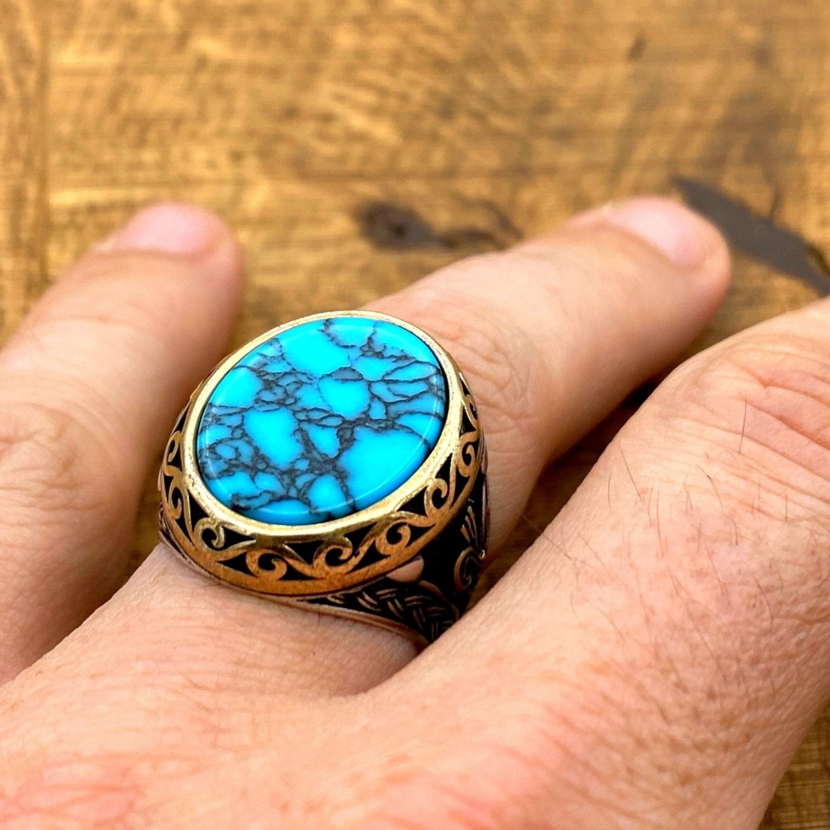 Men's Turquoise Stone Ring - TryAladdin