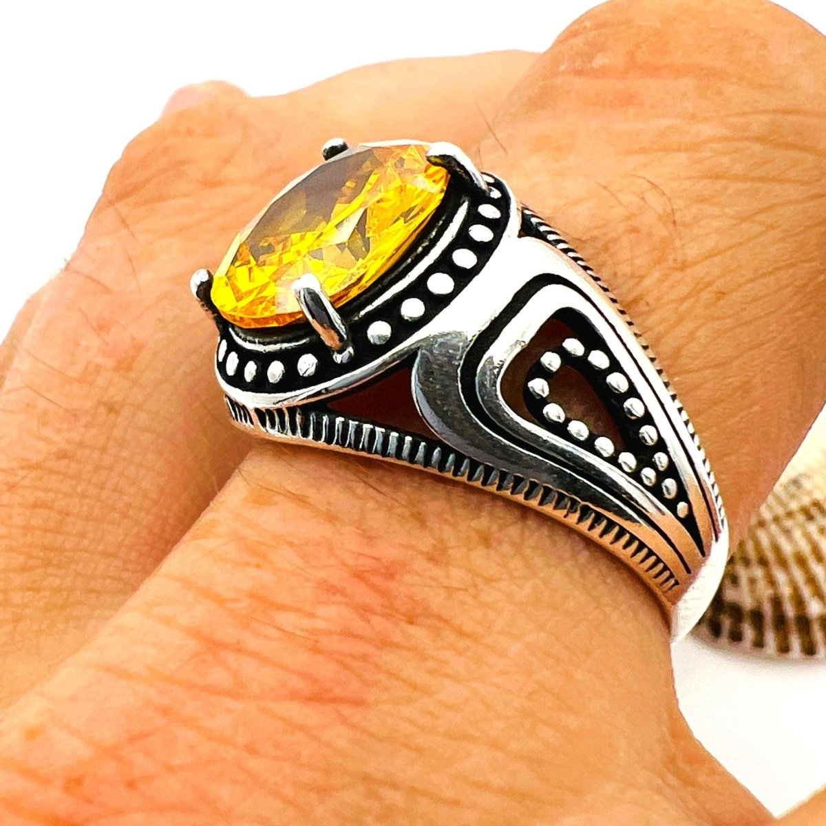 Men's Yellow Citrine Ring - TryAladdin