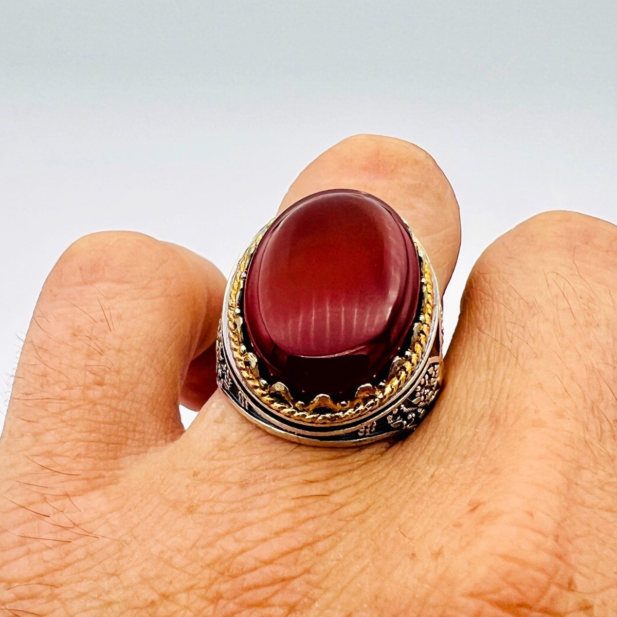 Men's Yemeni Aqeeq Ring - TryAladdin