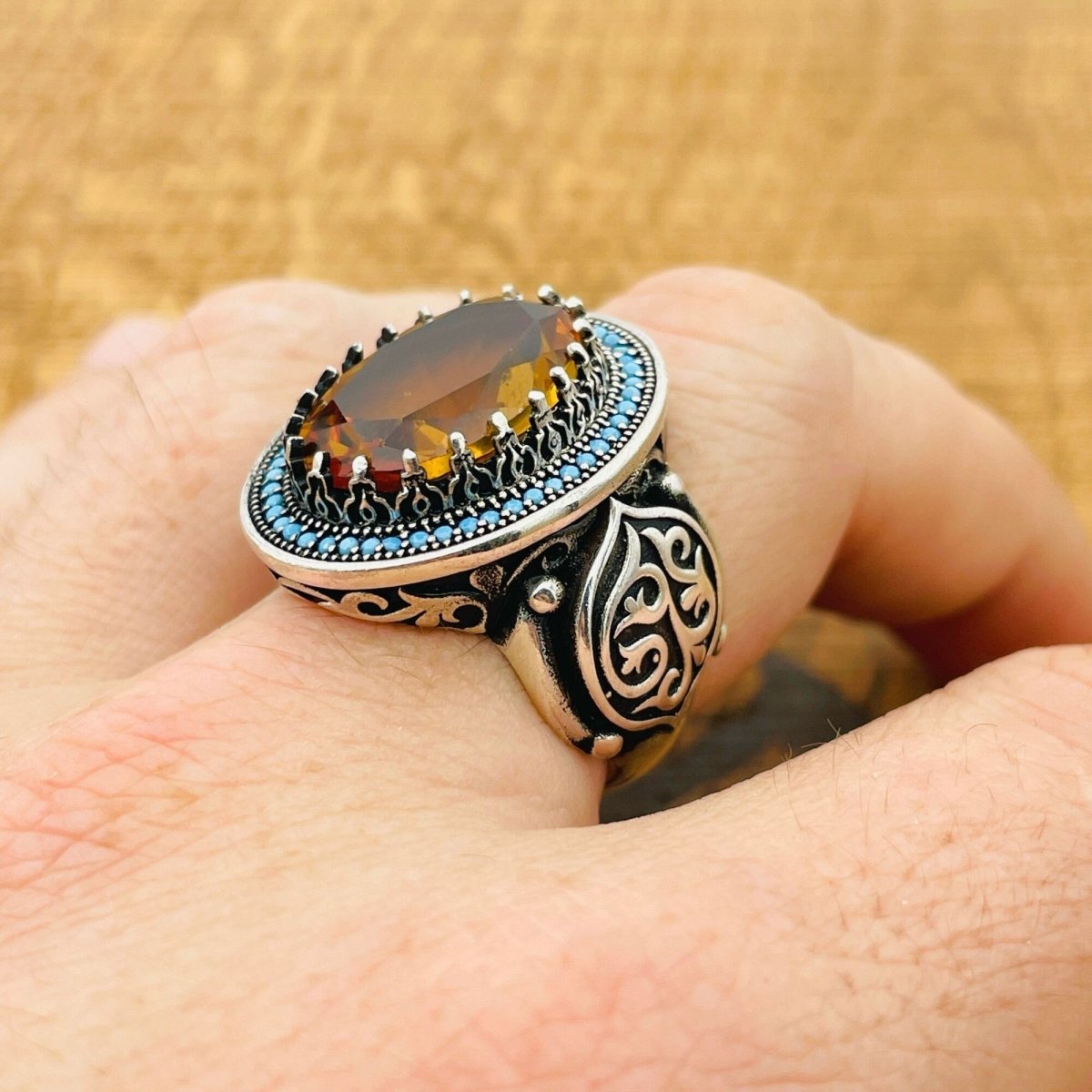 Multi - Color Zultanite Stone Ottoman Men's Ring - TryAladdin