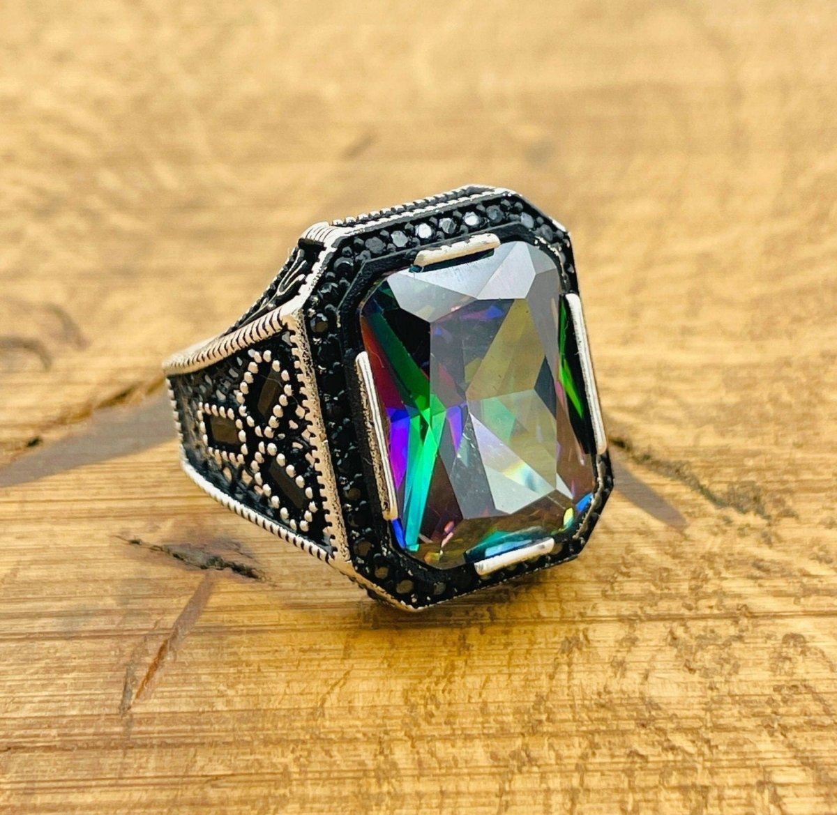 Mystic Topaz Silver Ring - TryAladdin