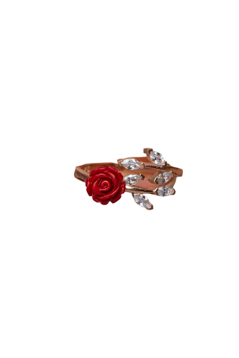 Nereze | Ivy Model Red Rose Adjustable Size Ring - TryAladdin