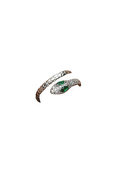 Nereze | Rhodium Plated Zircon Stone Snake Design Adjustable Size Ring - TryAladdin