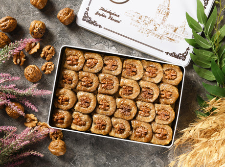 Asi | Nightingale Nest Walnut Baklava in Gift Metal Box - TryAladdin