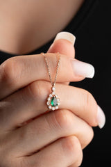 Nereze | Diamond Montage Drop Green Zircon Stone Necklace - TryAladdin