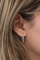 Nereze | Rhodium Plated Eye U Model Earrings - TryAladdin