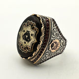 Ottoman Symbol Agate Stone Men's Ring - TryAladdin