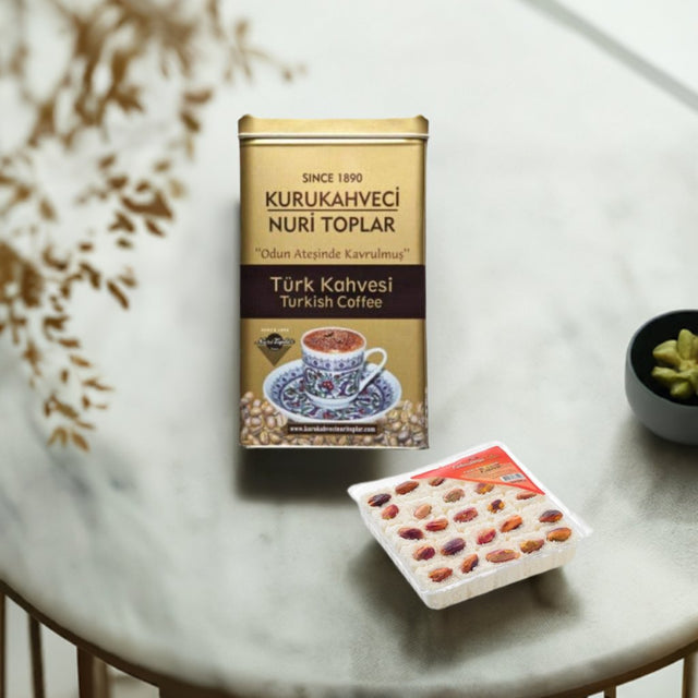 Pistachio Turkish Delight (200g) & Nuri Toplar Turkish Coffee (300g) Bundle - TryAladdin