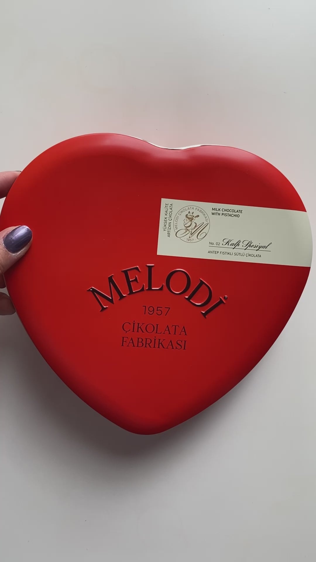 Melodi - Premium Milk Chocolate in a Heart-Shaped Red Metal Box - 400 Grams | Valentine's Day