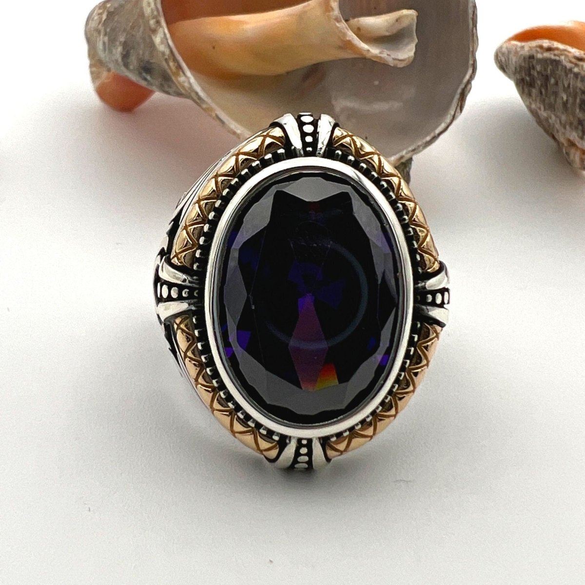 Purple Amethyst Stone Handmade Silver Ring - TryAladdin