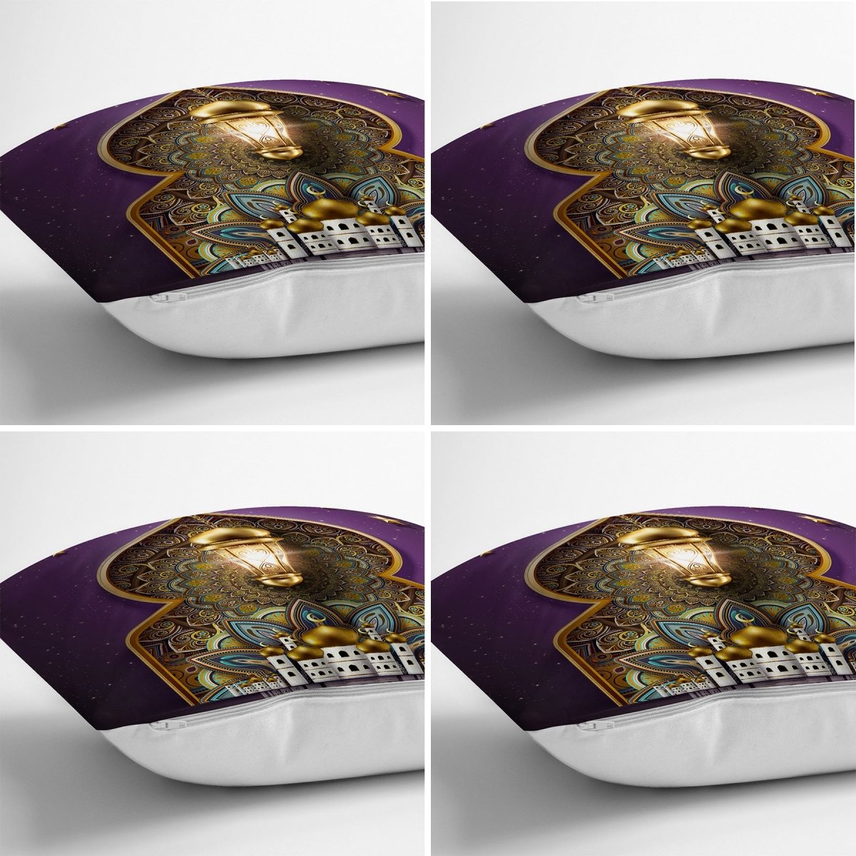 Purple Background with Islamic Patterns Ramadan - Themed Runner and Cushion Pillow Cover Set - TryAladdin