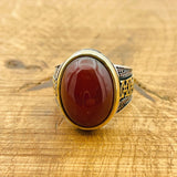 Red Agate Silver Ring for Men - TryAladdin