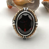 Red Ruby Stone Double Headed Eagle Ring - TryAladdin