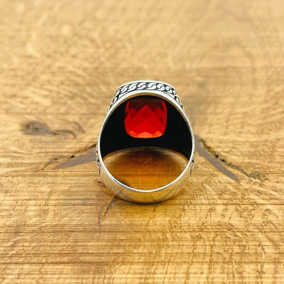 Red Zircon Silver Ring - TryAladdin