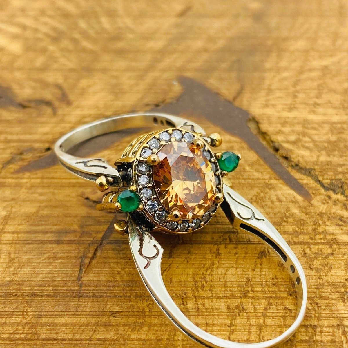 Reversible Ring, Citrine - Zircon Stone - TryAladdin